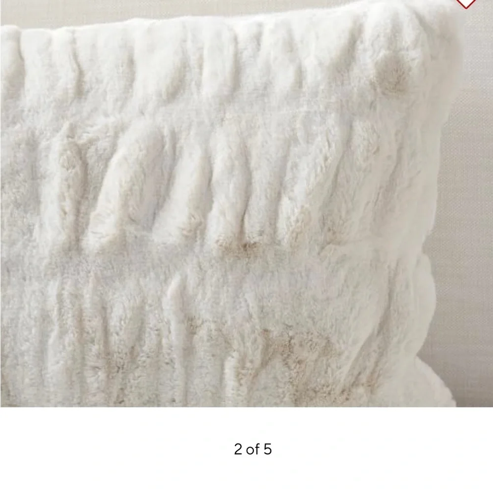 Set of 2 pottery barn ruched faux fur pillow covers 26x26 and 18x18 new w/o tags
